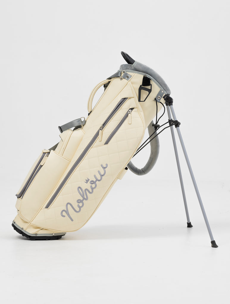 NOHOW GOLF BAG IN CREME MIT EINZIGARTIGEN GRAUEN REISSVERSCHLÜSSEN