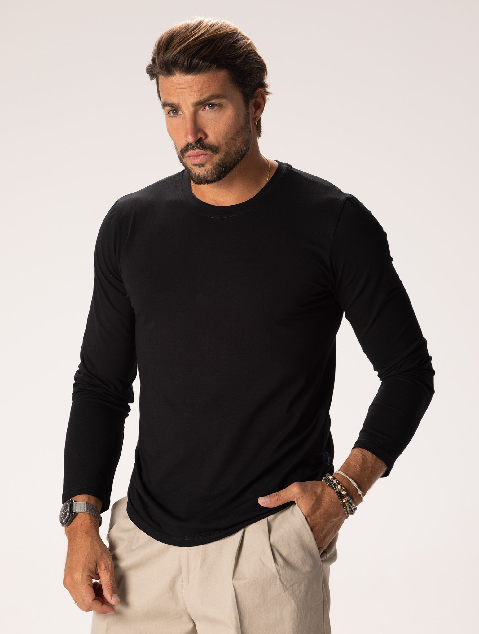 MAGLIETTA LUNGA CHASE IN NERO