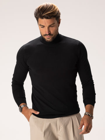 ALAN PULL NOIR À COL RAS DU COU