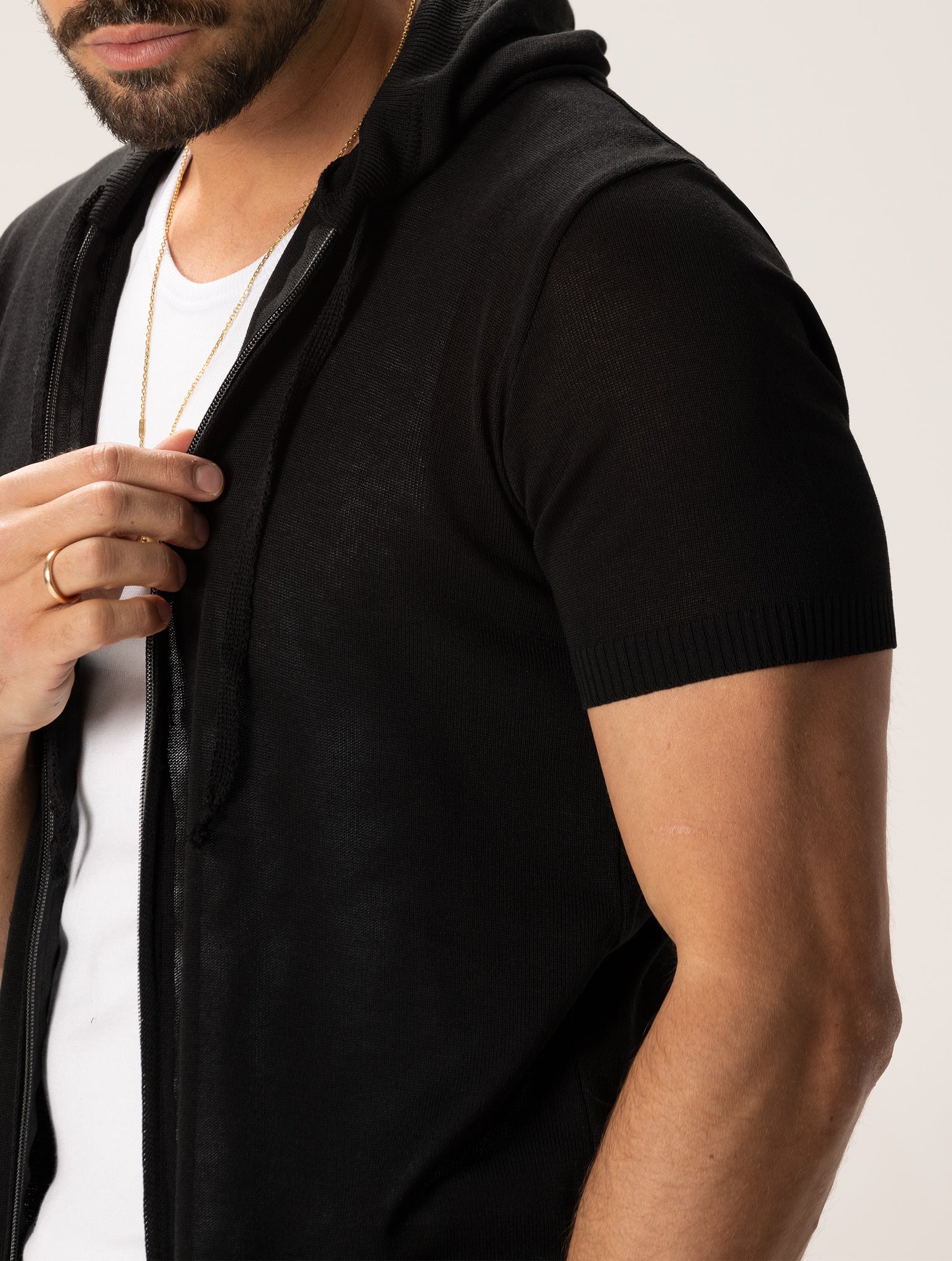 DOI ZIPPED CARDIGAN IN BLACK