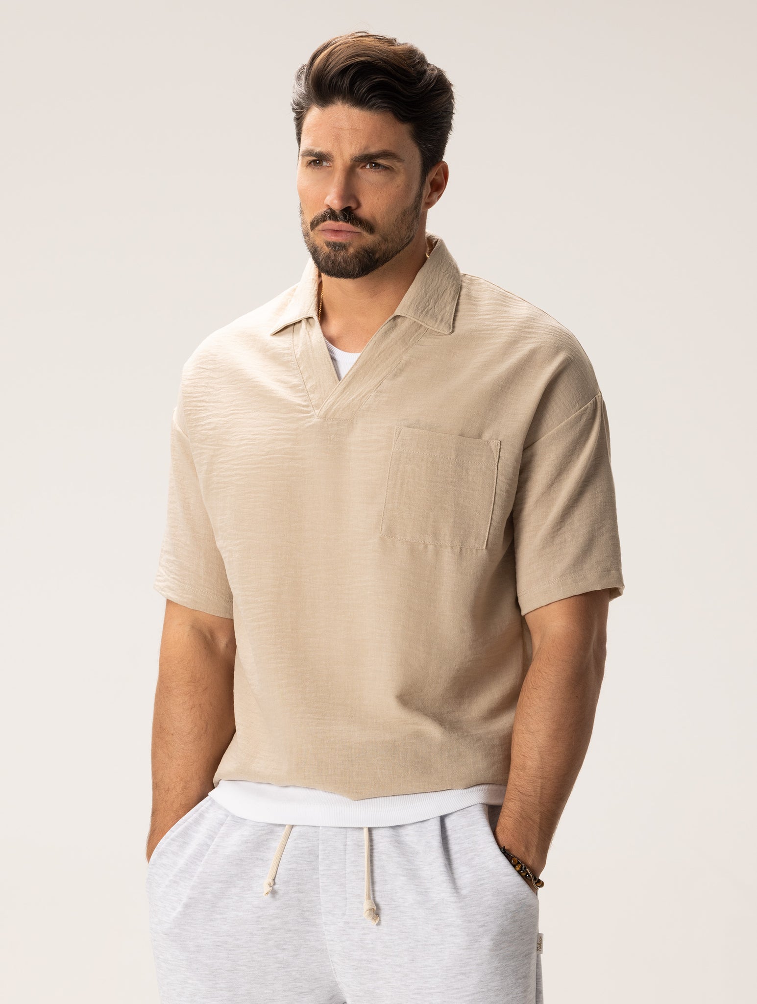 QUENTIN POLO BEIGE DE MANGA CORTA