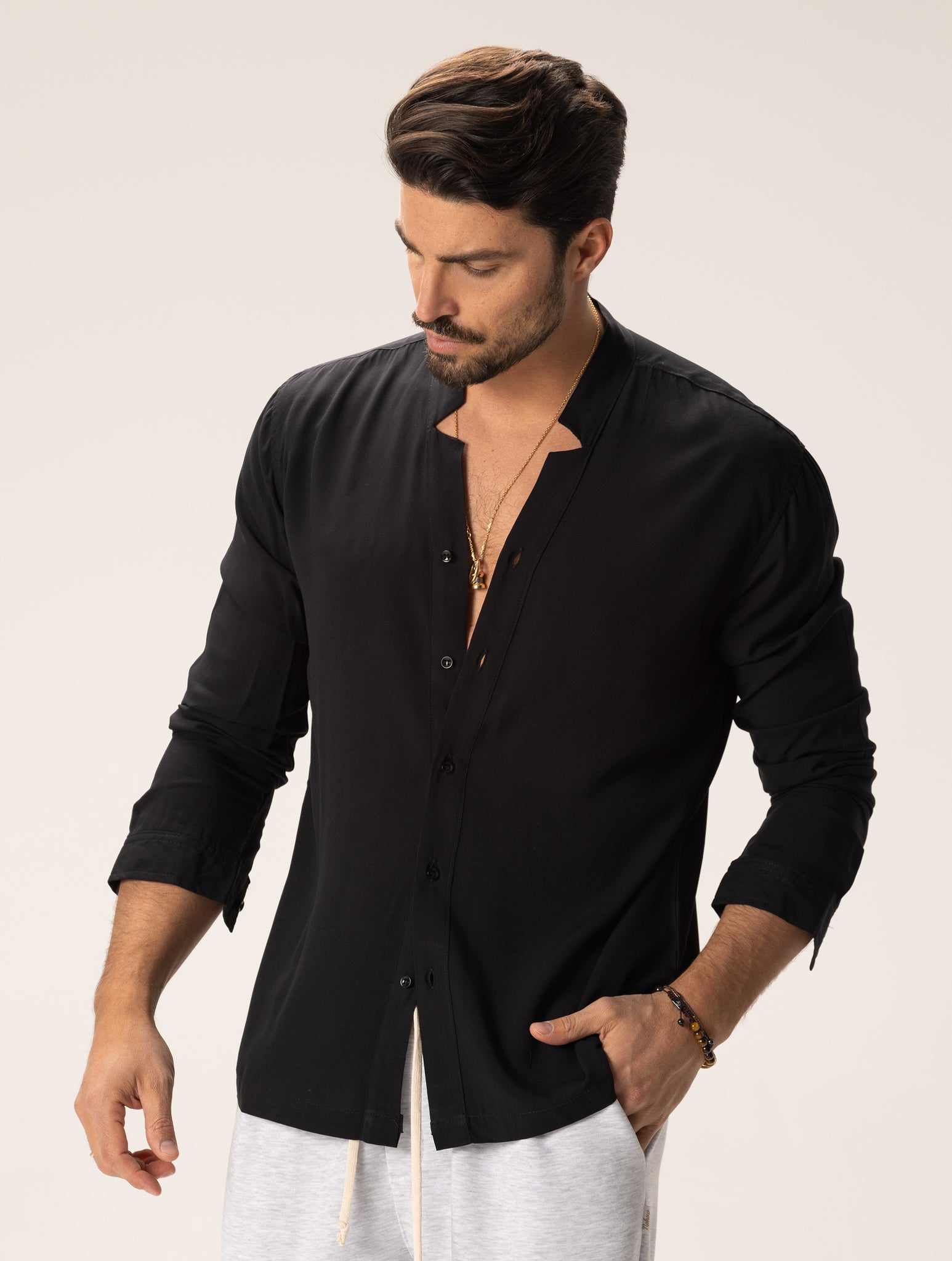 PEARL CASUAL SHIRT IN BLACK