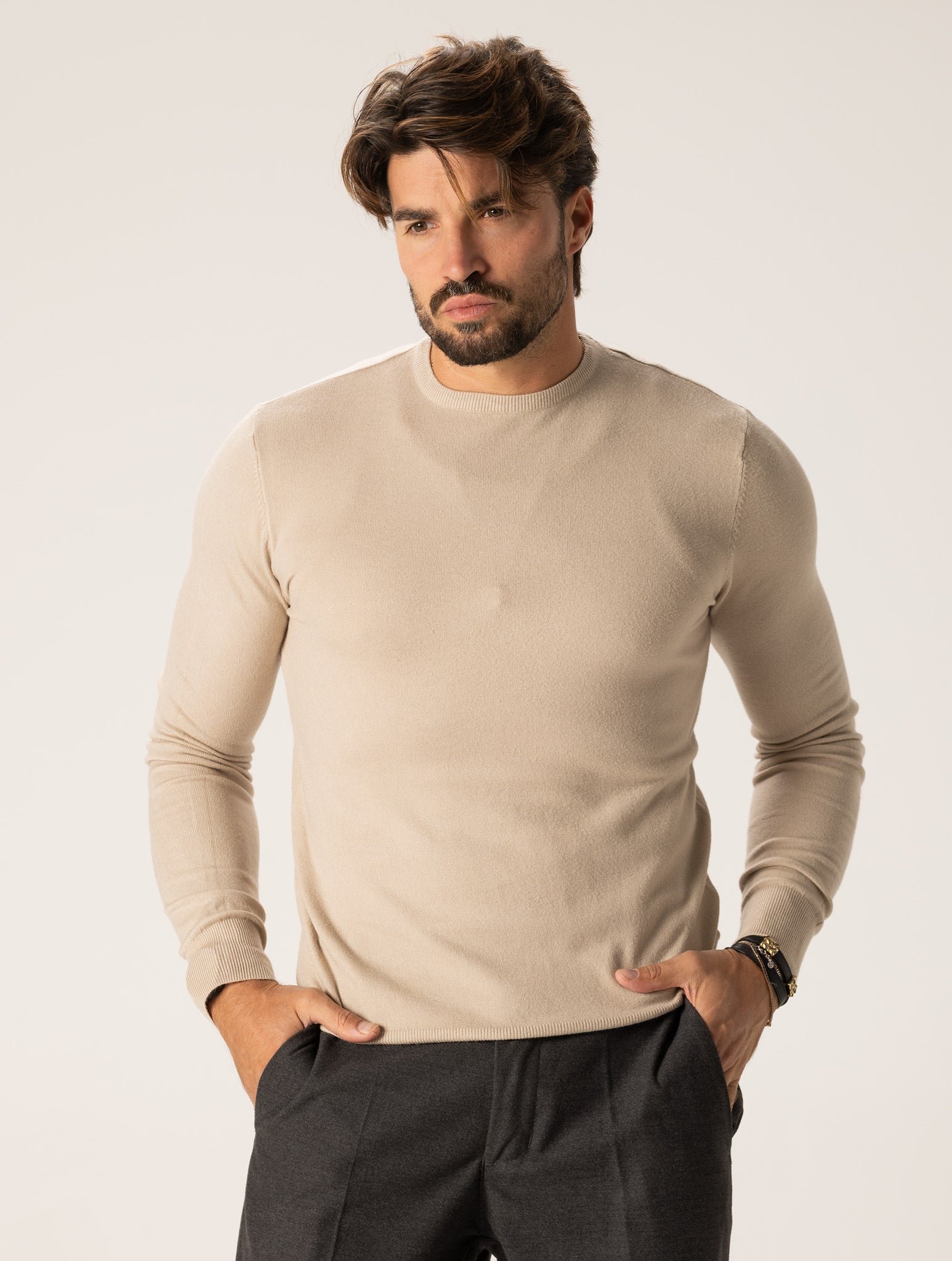 ALAN STRICKPULLOVER MIT RUNDHALS AUS SAND