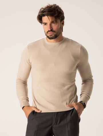 ALAN STRICKPULLOVER MIT RUNDHALS AUS SAND