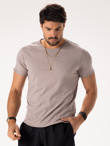 RAW-EDGE BASIC T-SHIRT IN CLAY