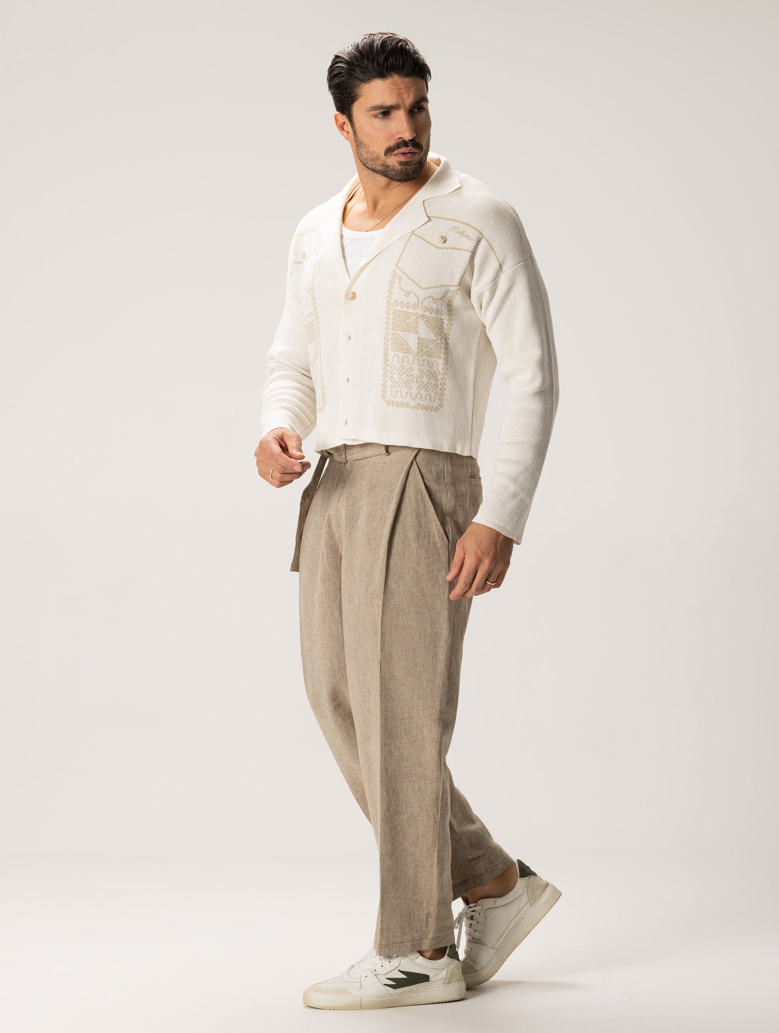 SOSUKE PANTALONI IN LINO CASUAL BEIGE