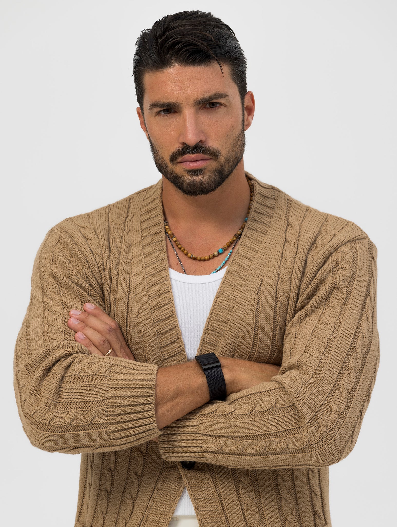 THEODORE CARDIGAN DE COULEUR CAMEL