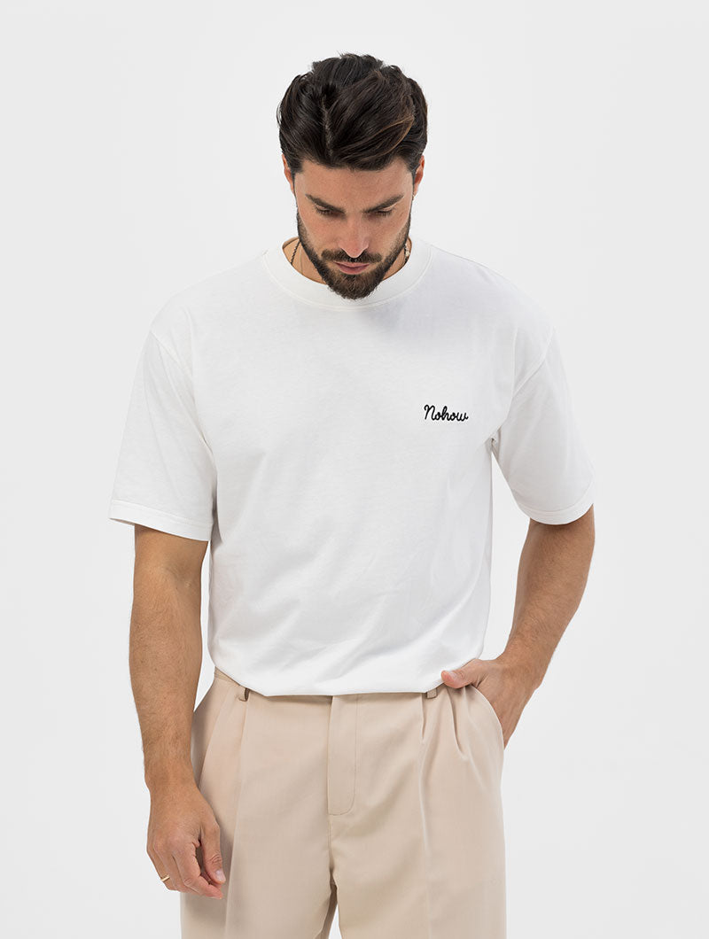 NOHOW LOGO OVERSIZED T-SHIRT IN WHITE