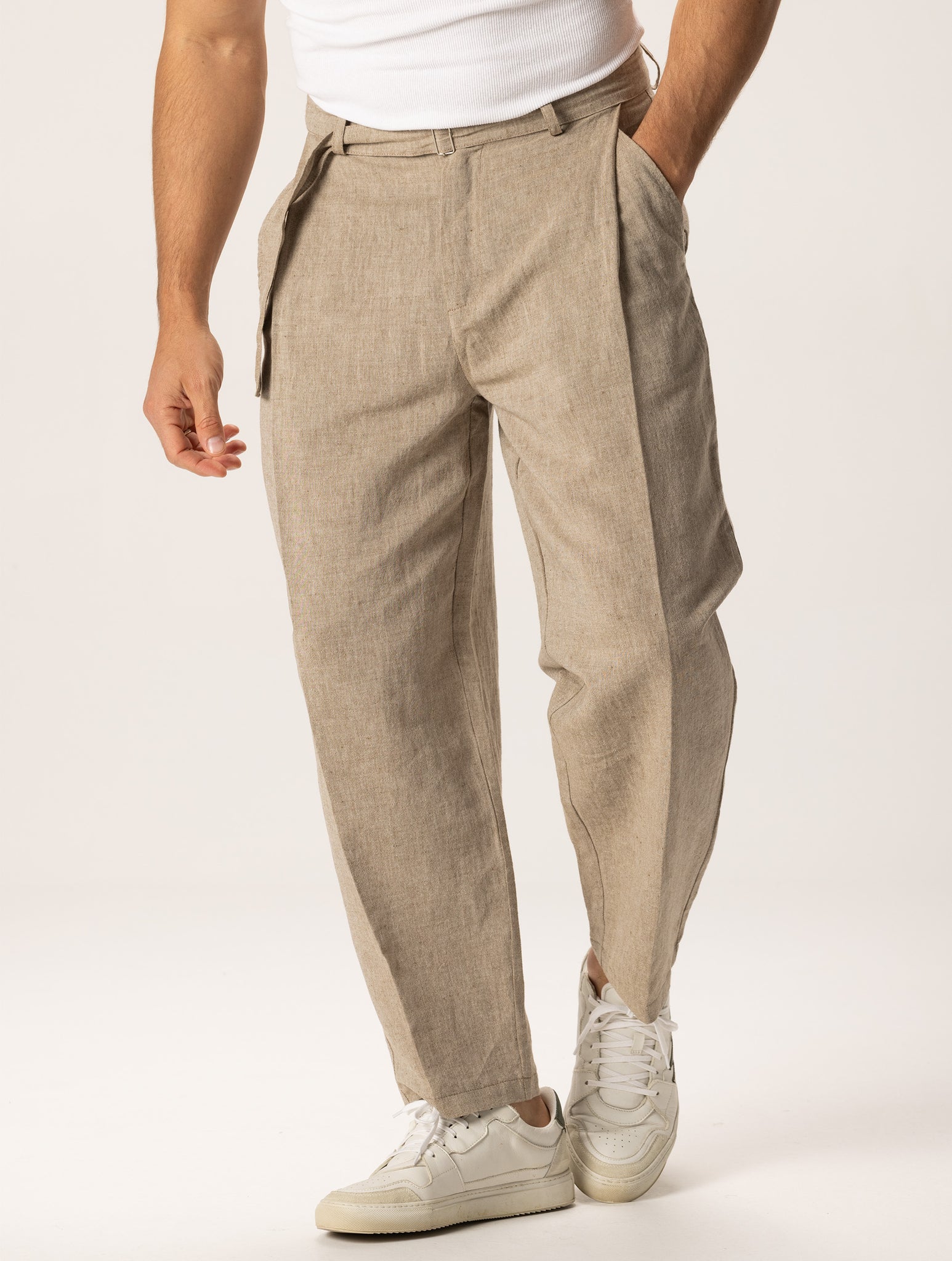 SOSUKE PANTALONI IN LINO CASUAL BEIGE