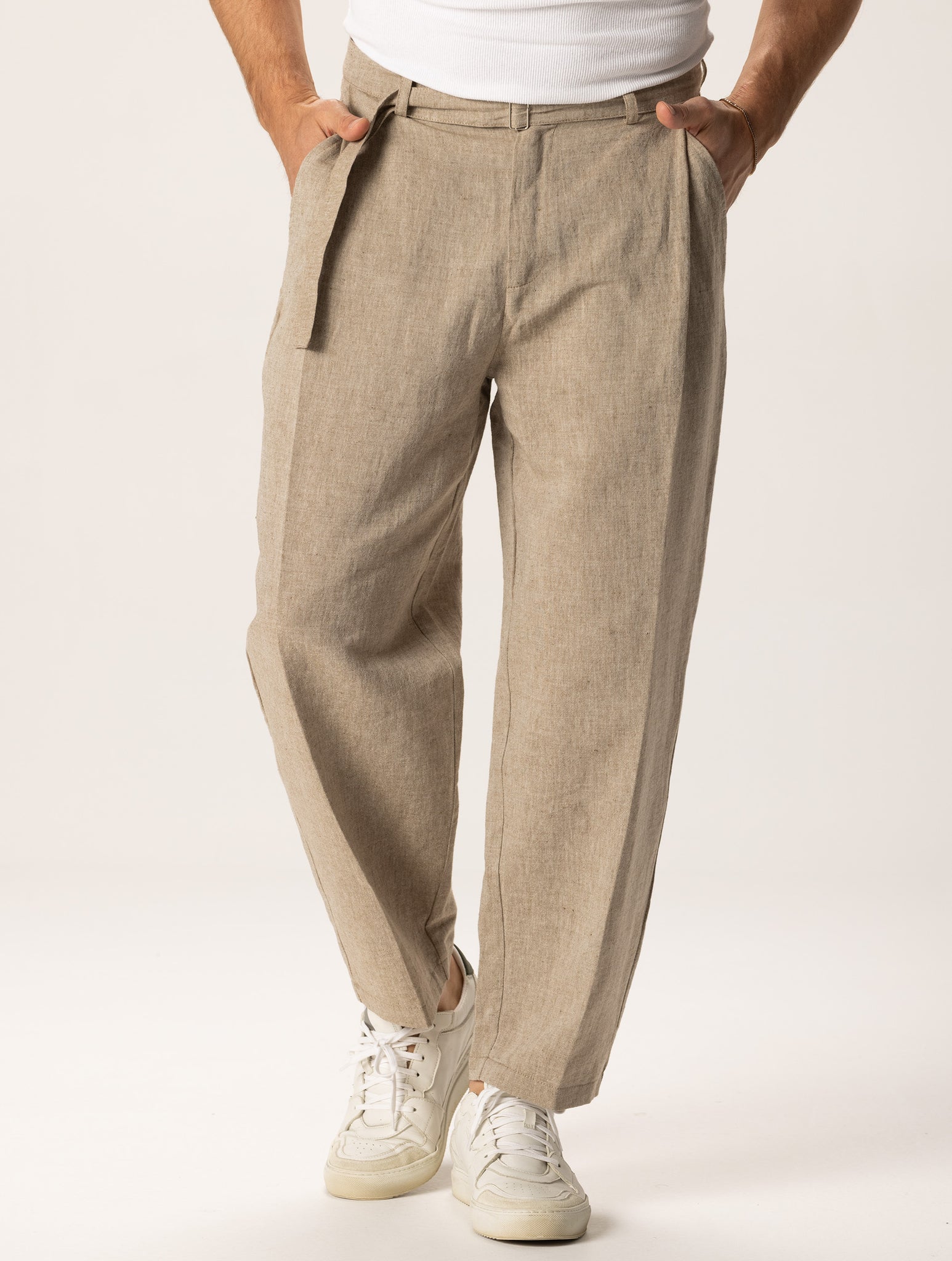 SOSUKE PANTALONI IN LINO CASUAL BEIGE