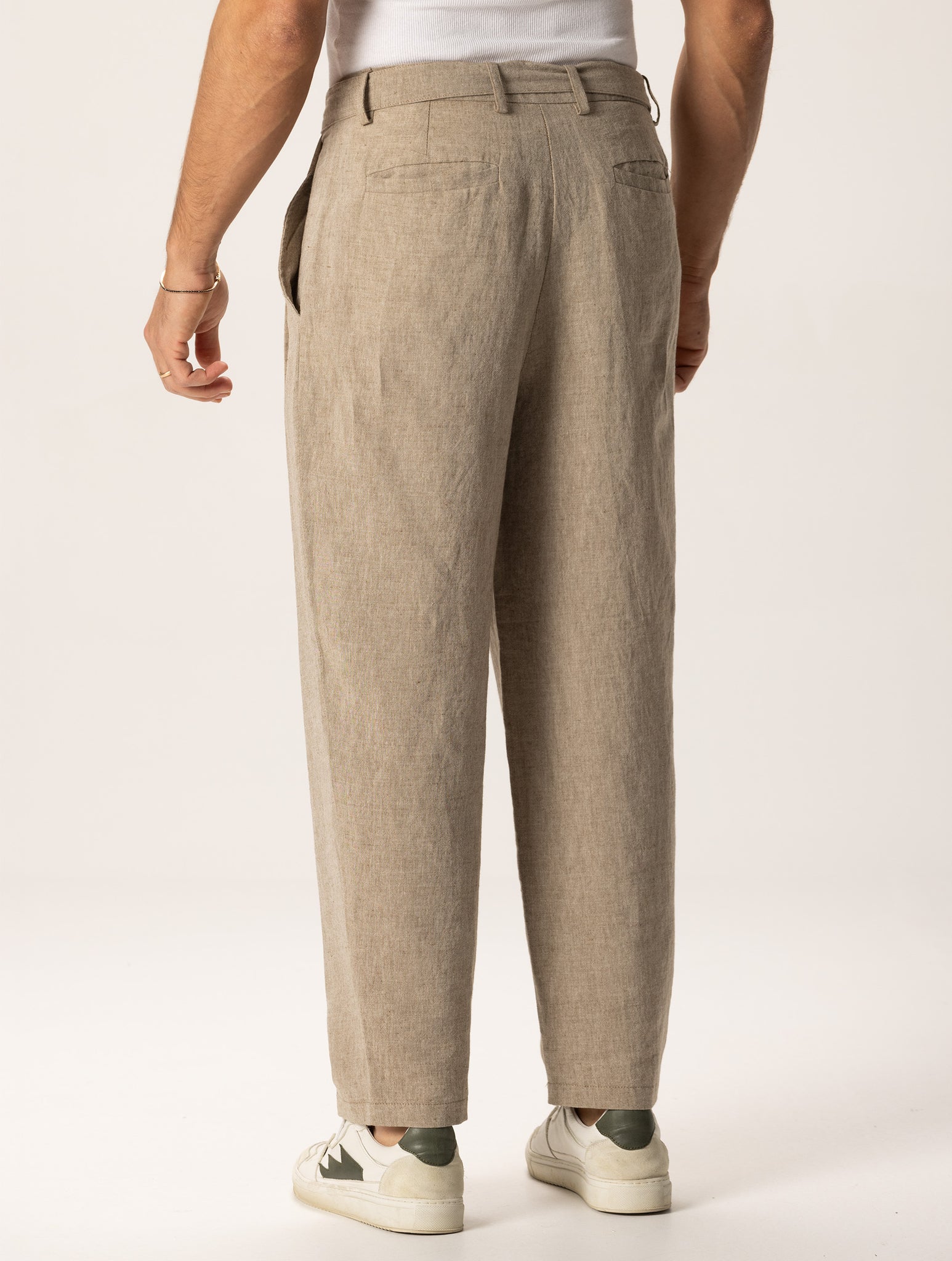 SOSUKE LINEN CASUAL PANTS IN BEIGE