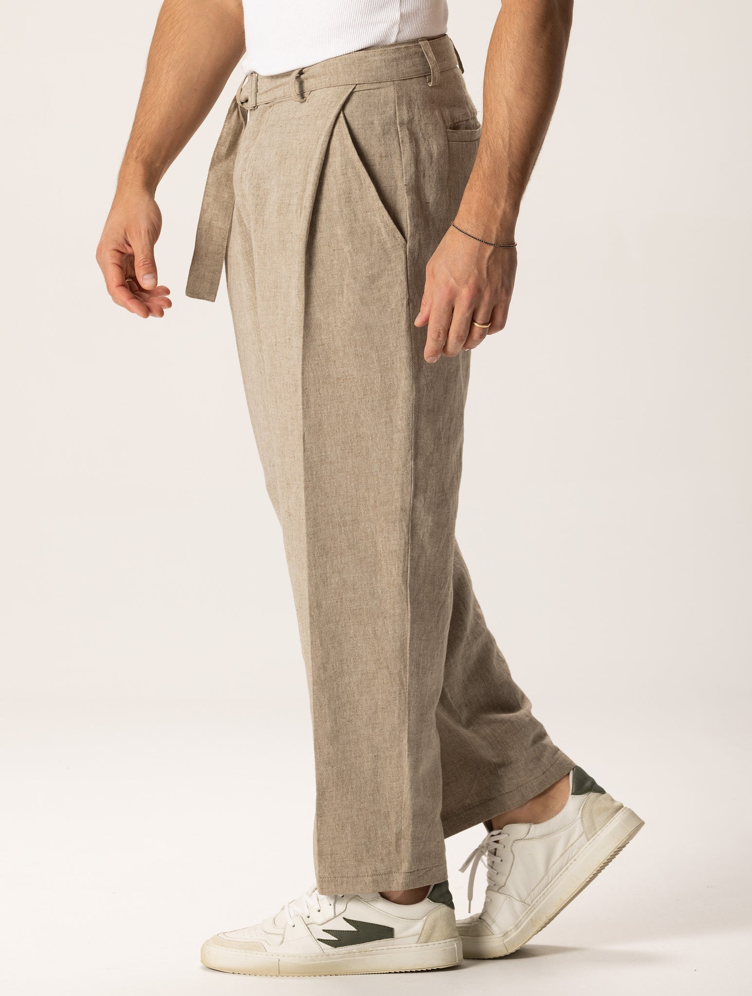 SOSUKE PANTALONI IN LINO CASUAL BEIGE