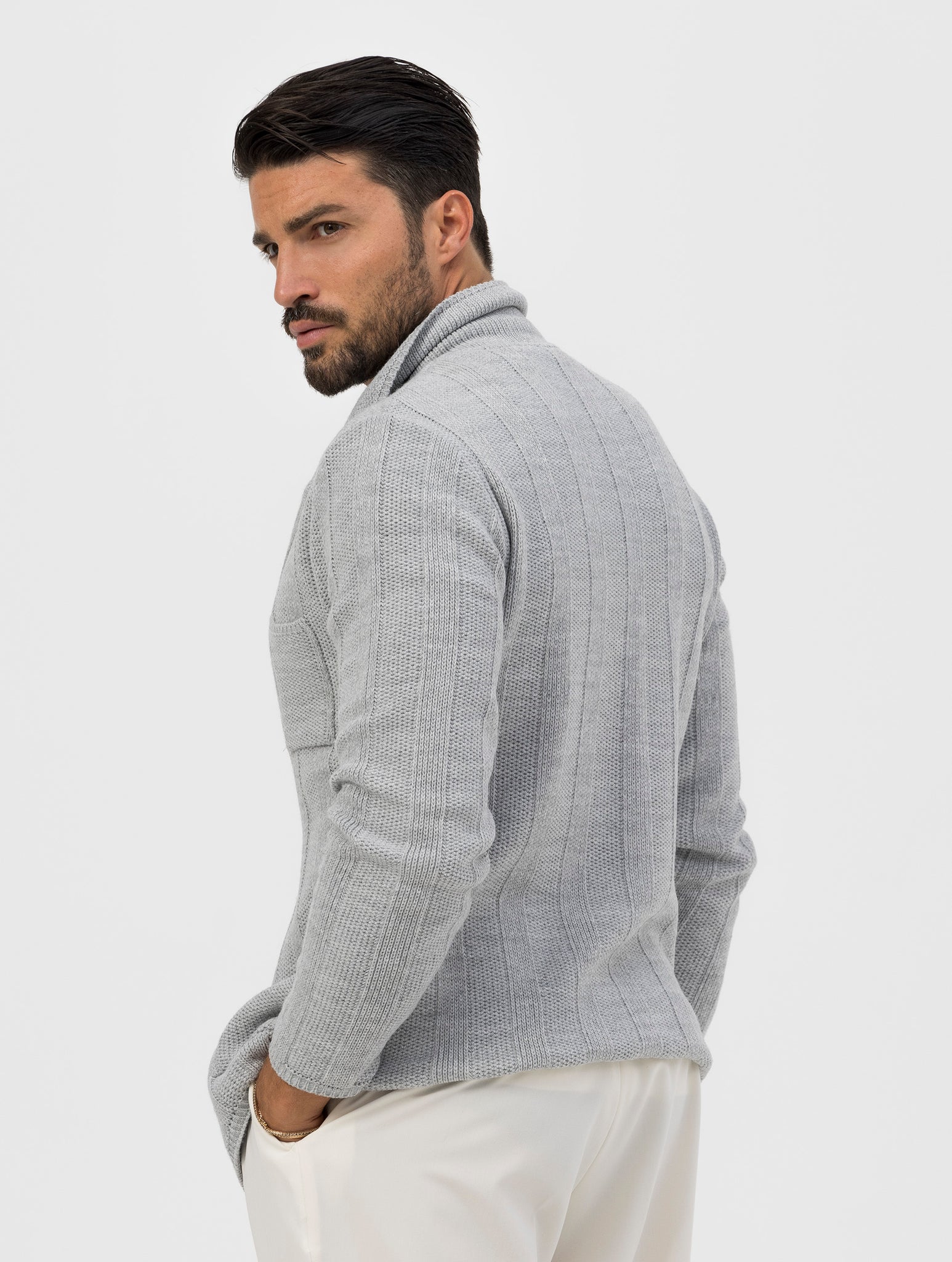 TAKAO BLAZER DE PUNTO GRIS CLARO