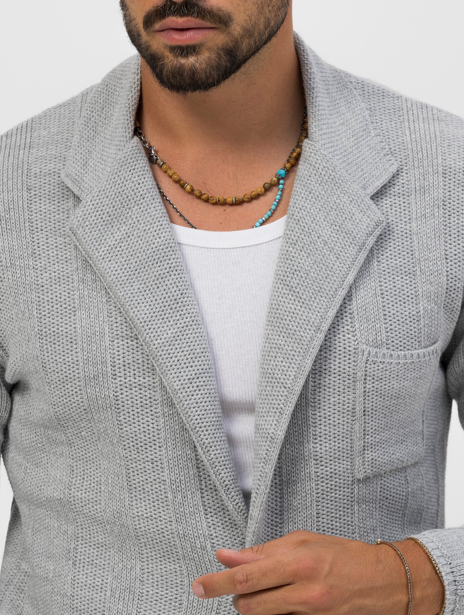 TAKAO BLAZER TRICOTÉ GRIS CLAIR