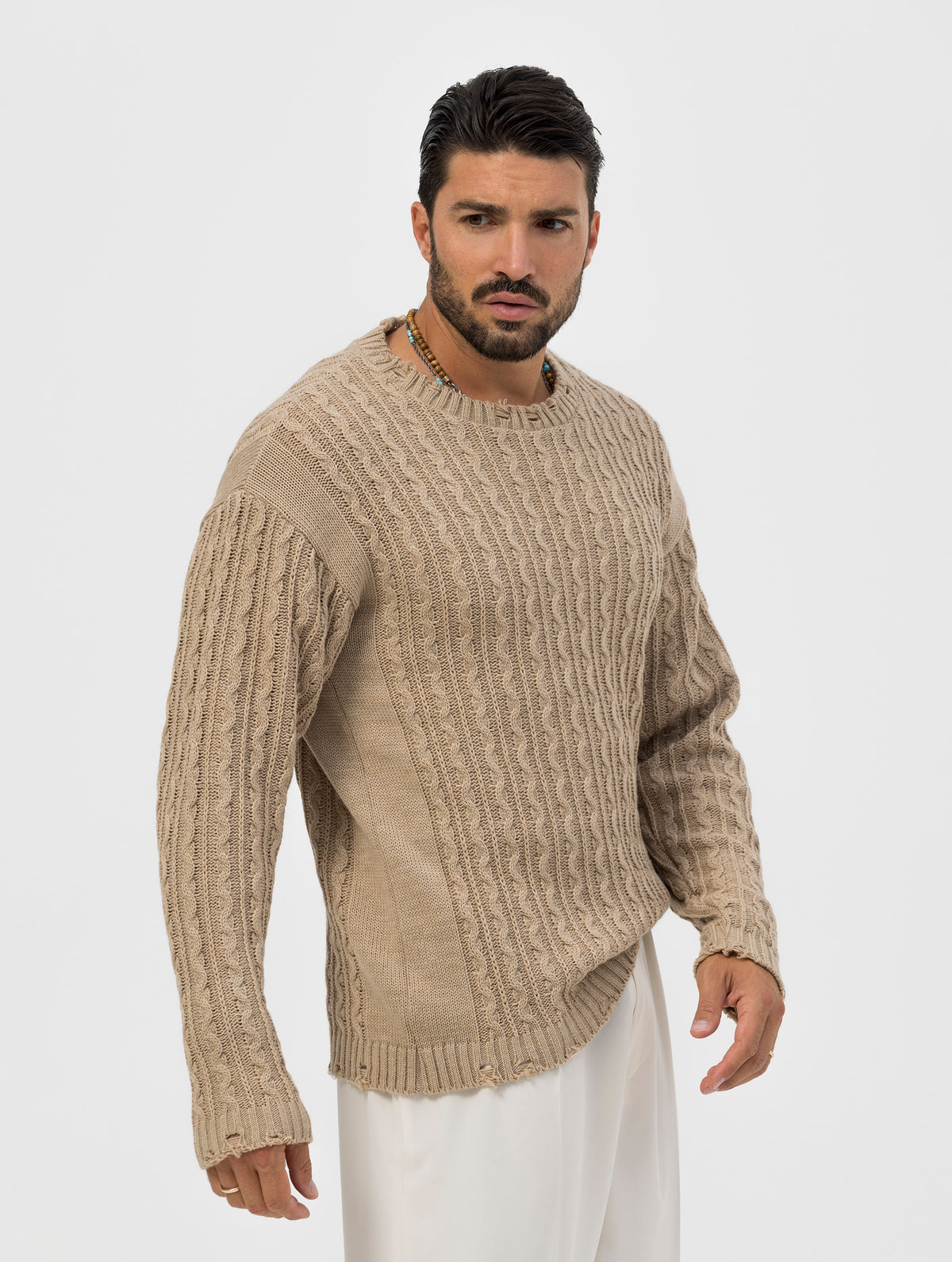 Country Ripped Sweater MARTIN RIPPED SWEATER IN BEIGE