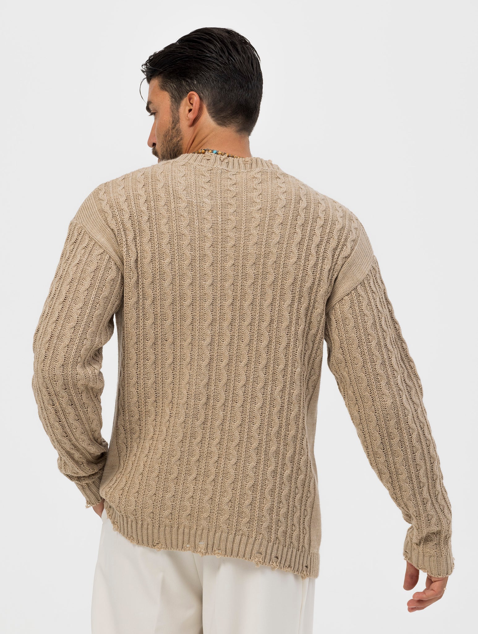 MARTIN RIPPED SWEATER IN BEIGE