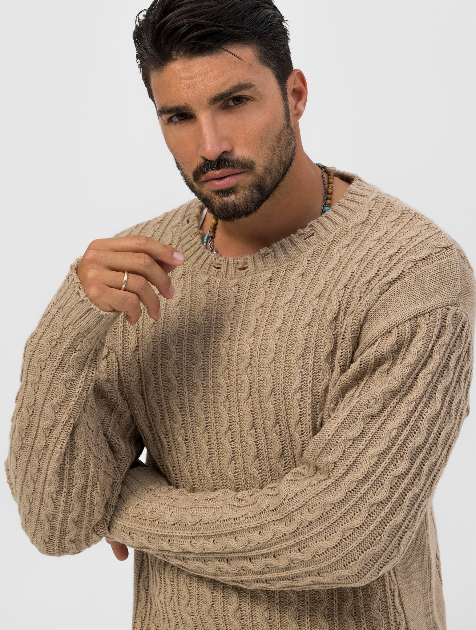 MARTIN PULL AVEC DÉCHIRURES BEIGE