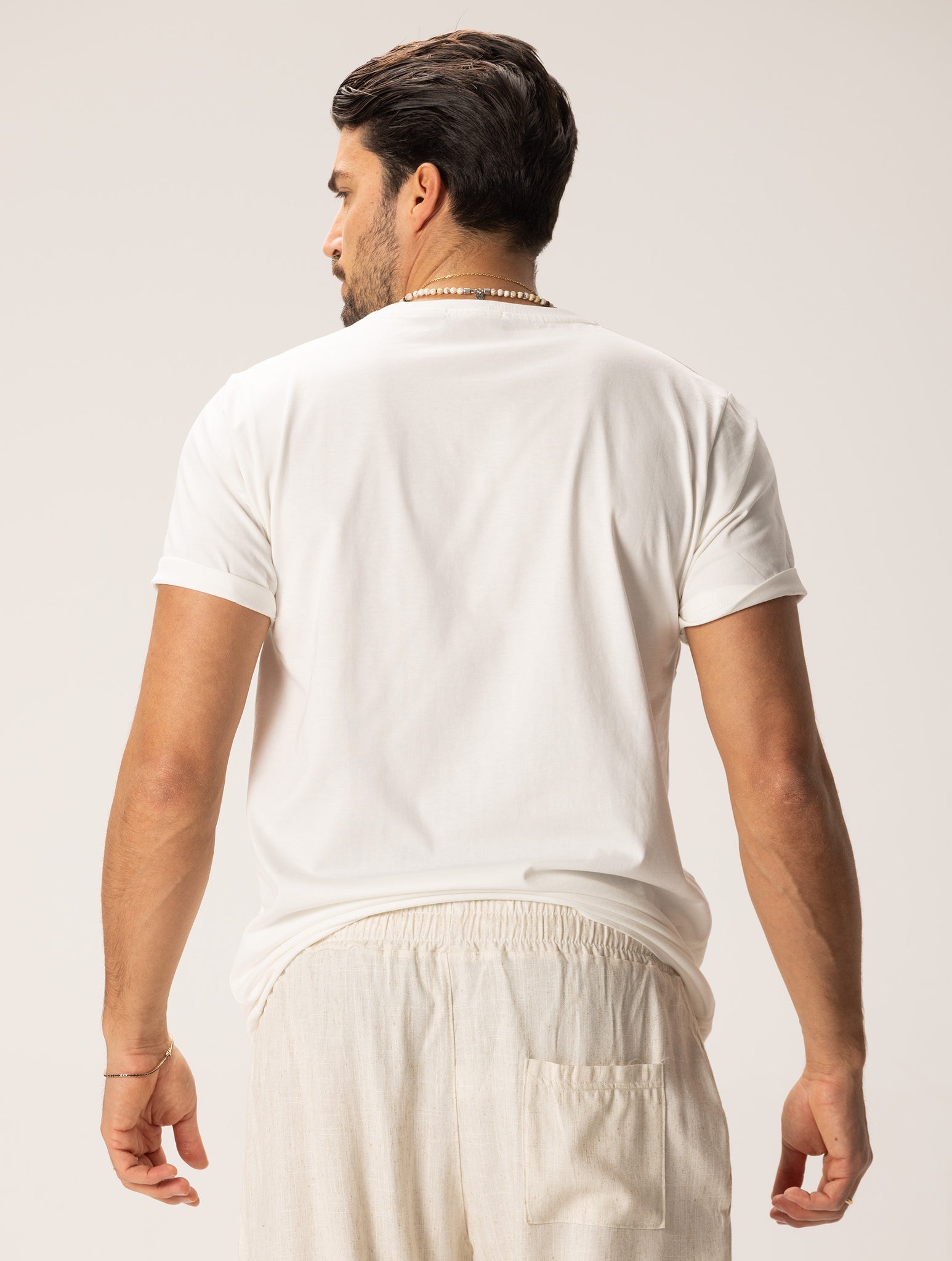 MATT POCKET T-SHIRT IN WHITE AND BEIGE