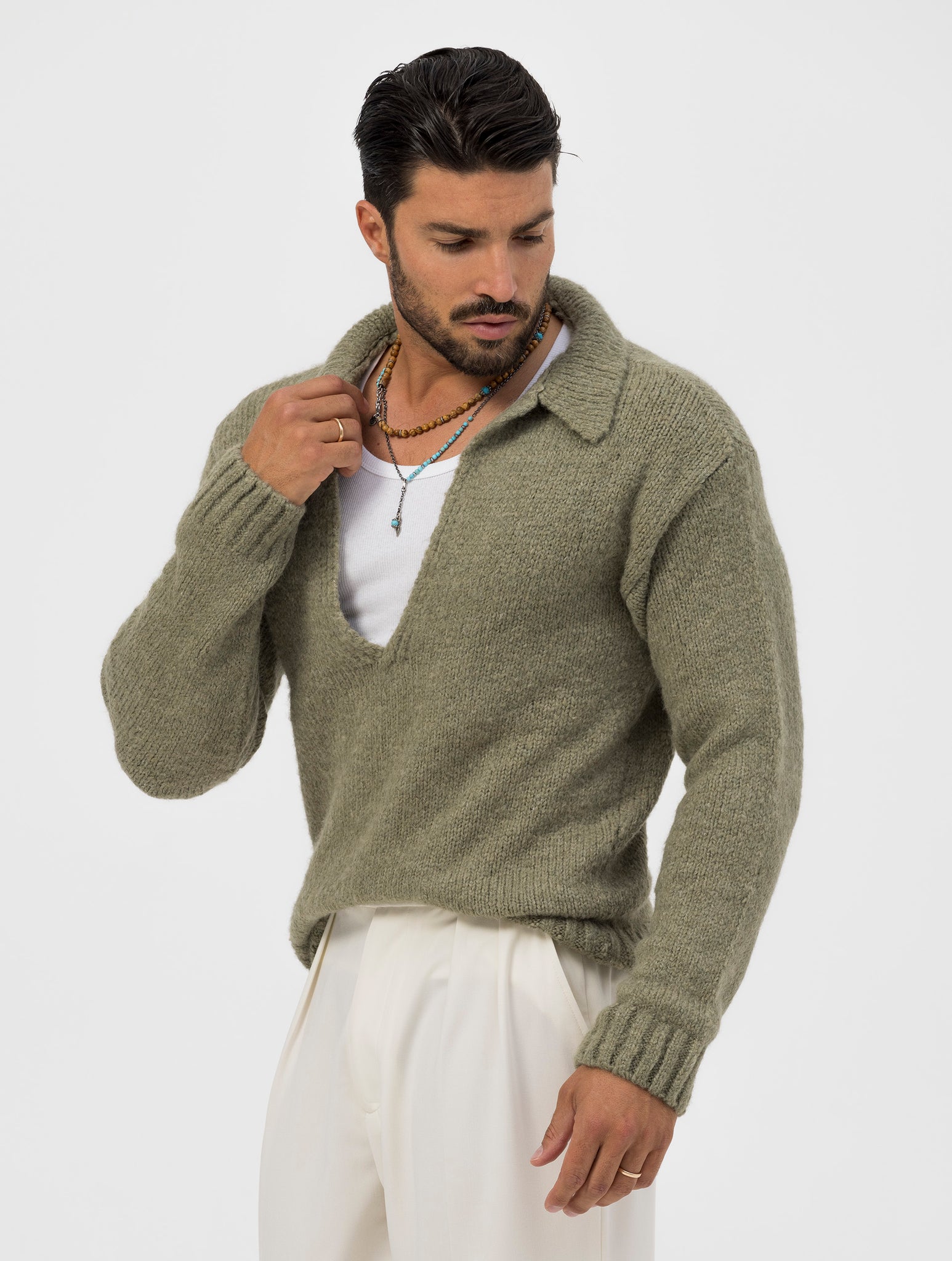 BRAD POLO SWEATER IN GREEN