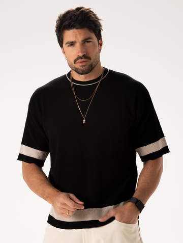 KATAI T-SHIRT EN MAILLE NOIR