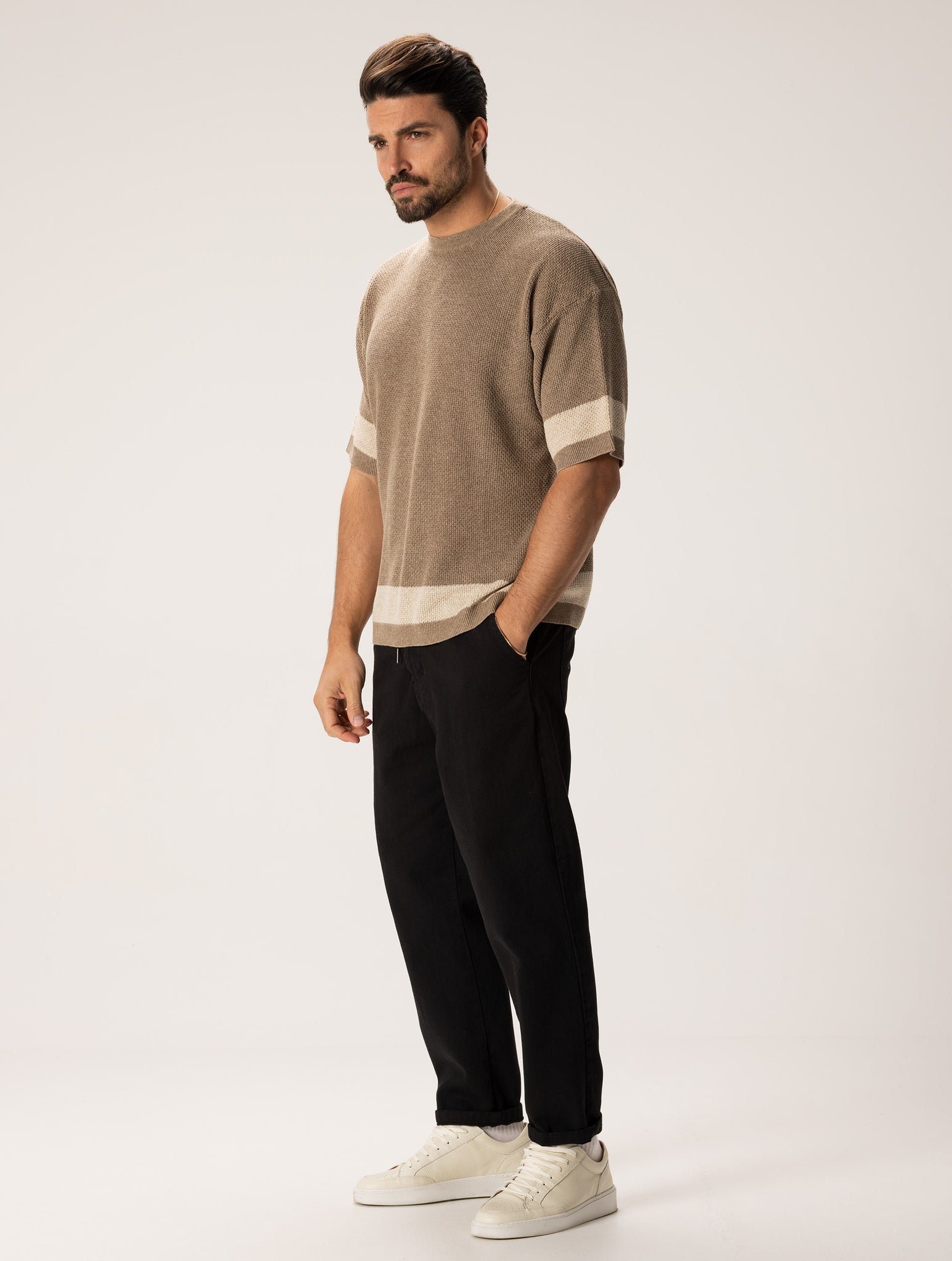 KATAI KNITTED T-SHIRT IN CLAY