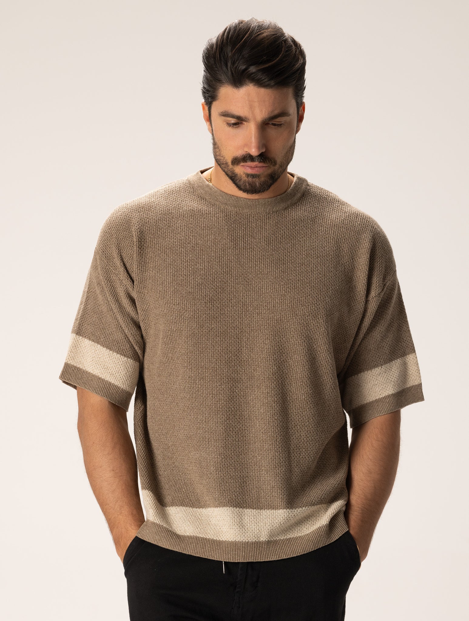 KATAI KNITTED T-SHIRT IN CLAY