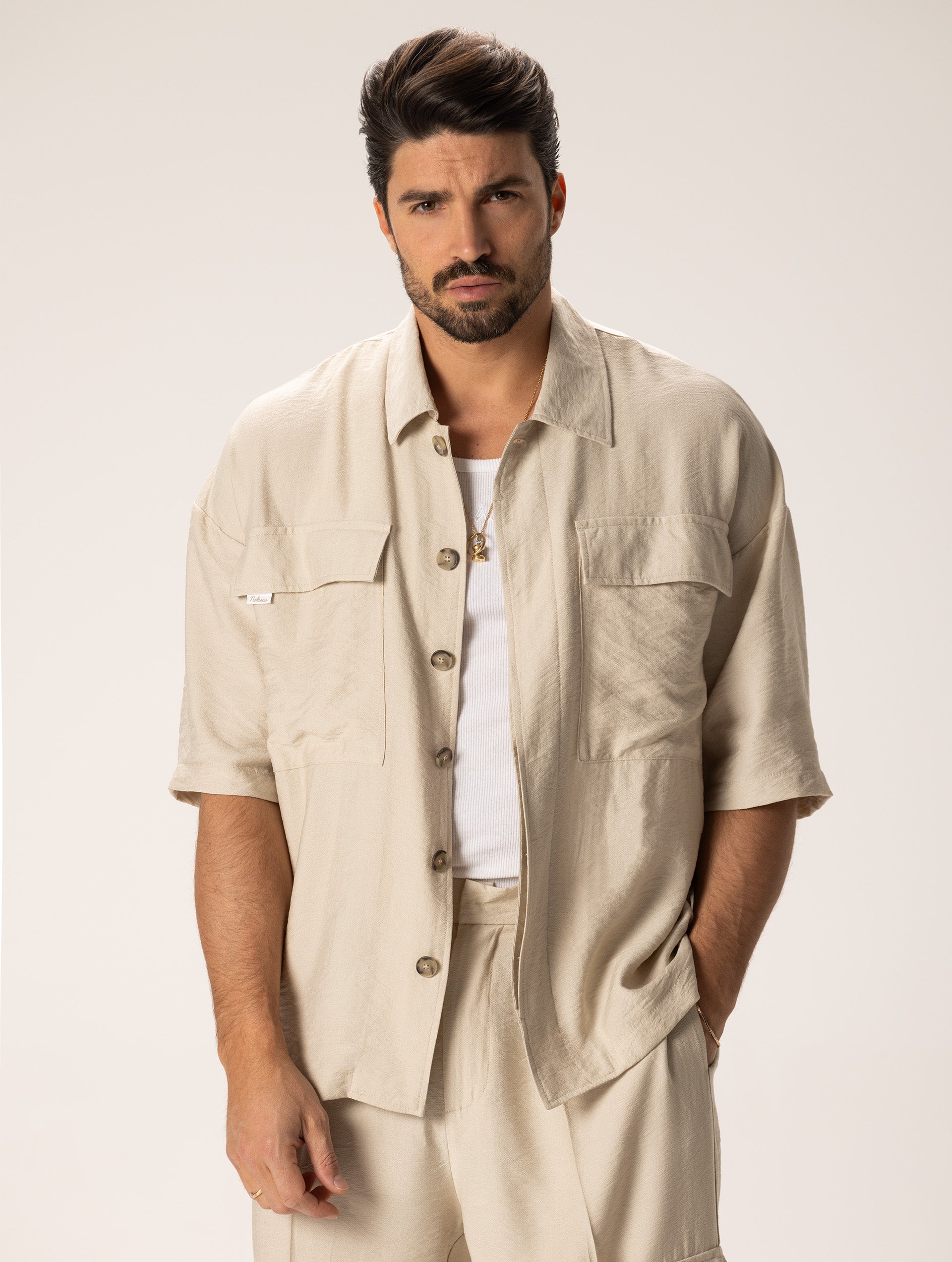 Over shirt in beige