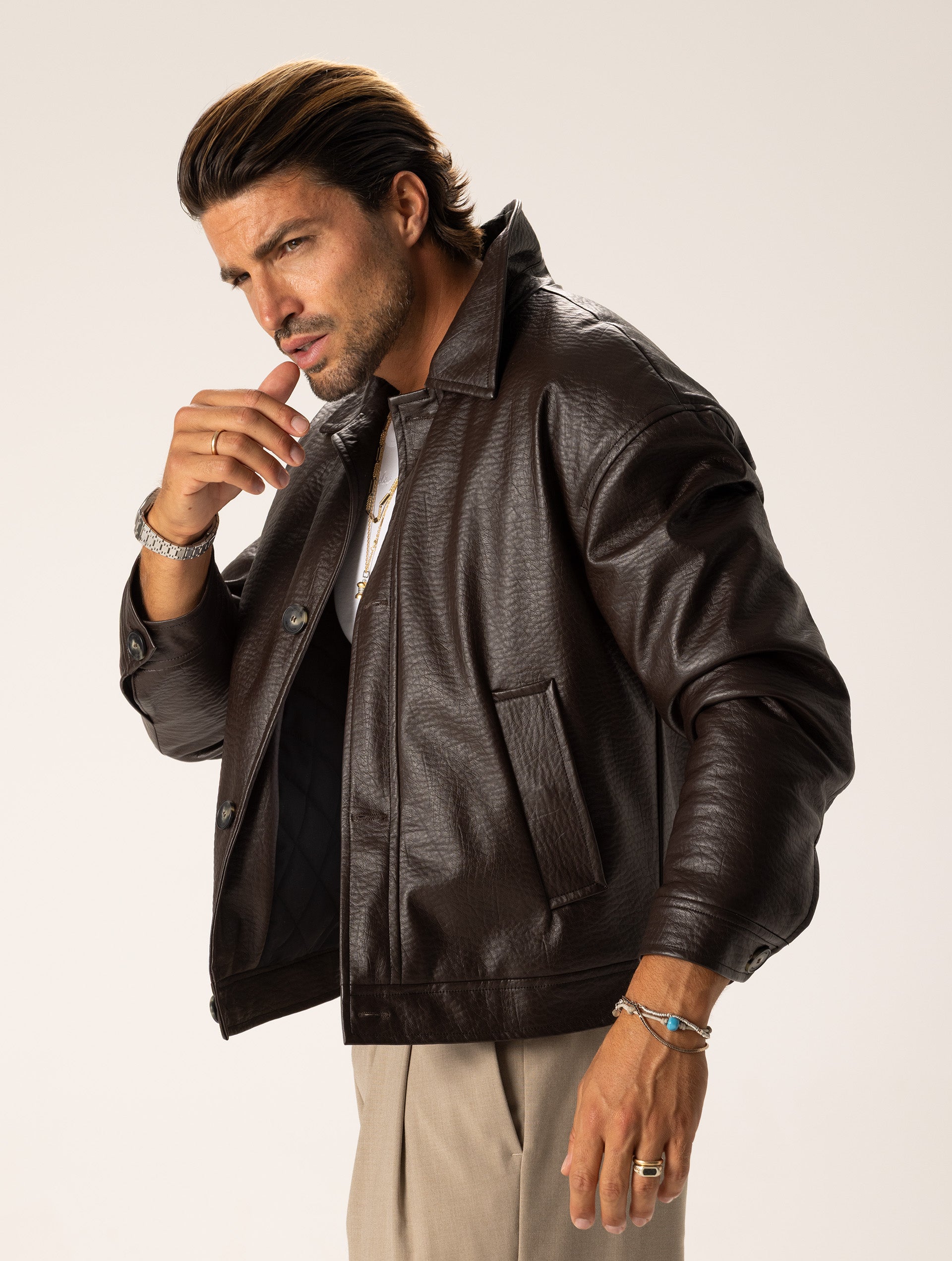 HAMMERED JACKET IN BROWN - Made in Italy | Nohow