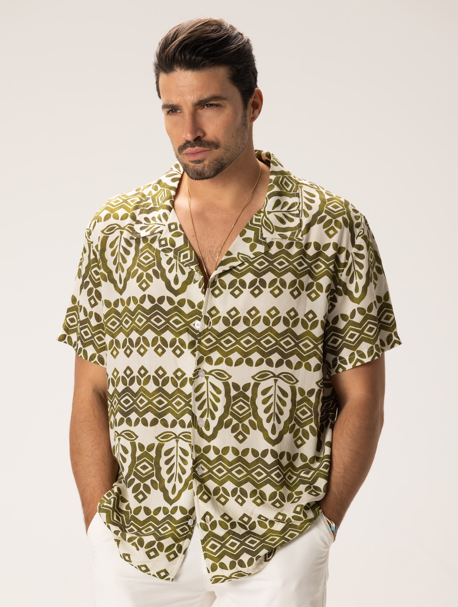 ZACHARY PRINTED SHIRT IN GREEN