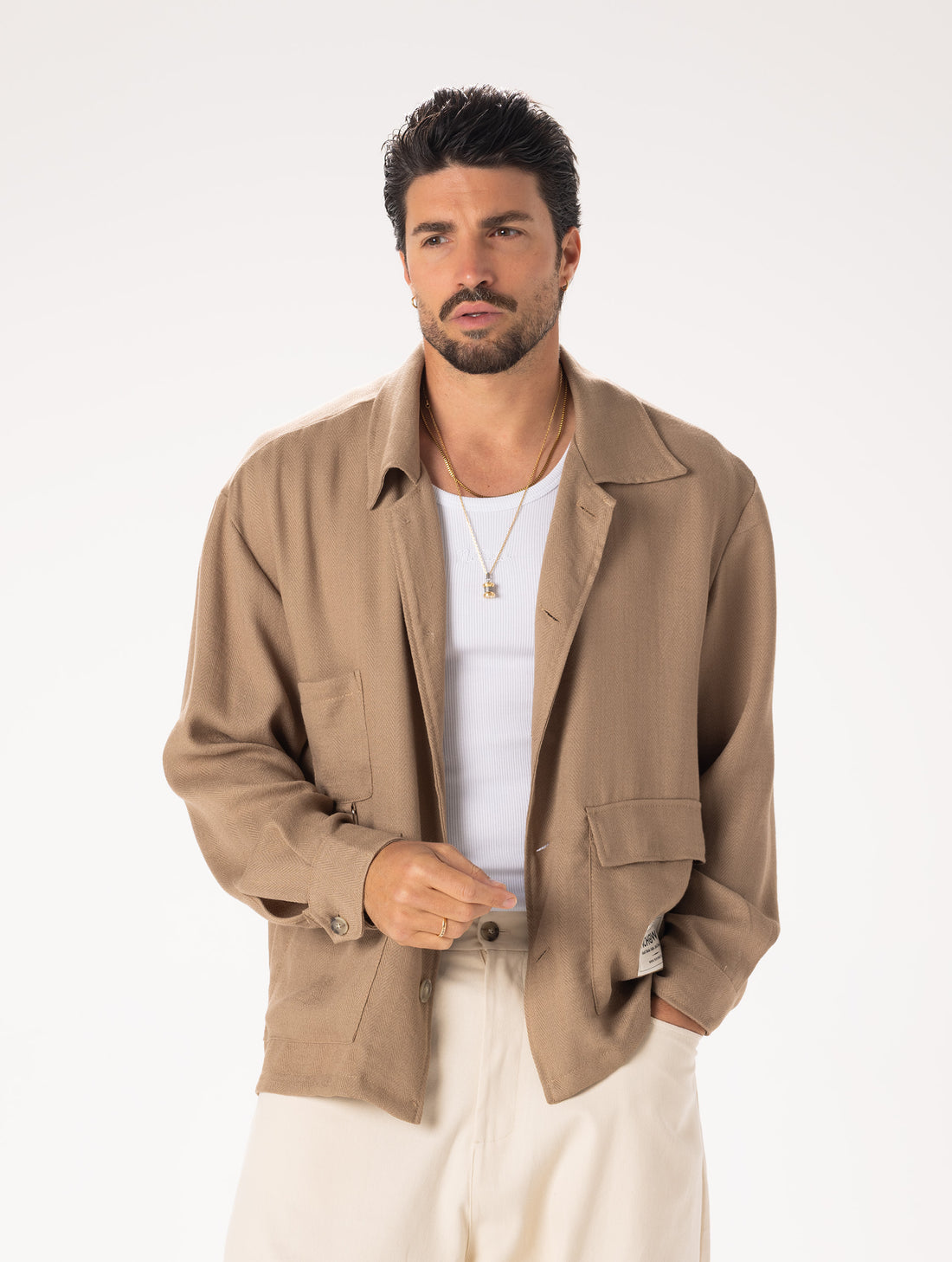 SURCHEMISE EN VISCOSE COULEUR CAMEL