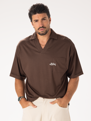 SCOTTISH THREAD POLO IN BROWN