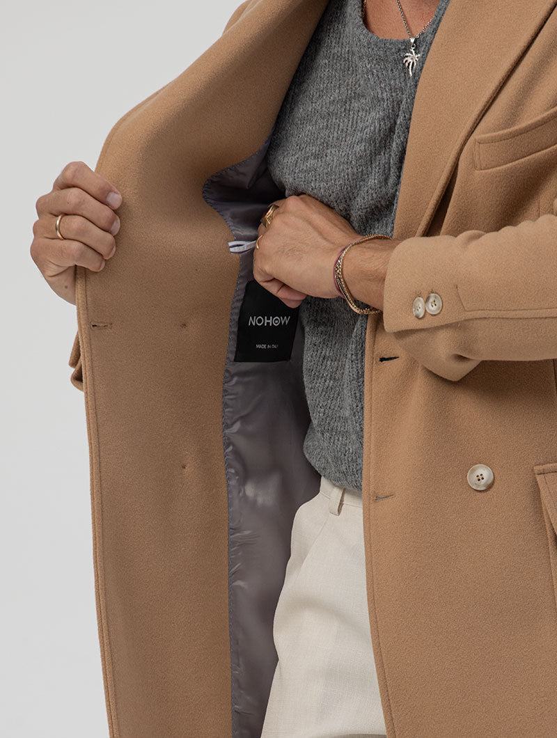 REMY DOUBLE BREASTED COAT IN CAMEL