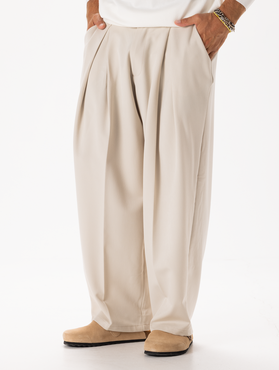CASUAL PLEATED PANTS IN SAND