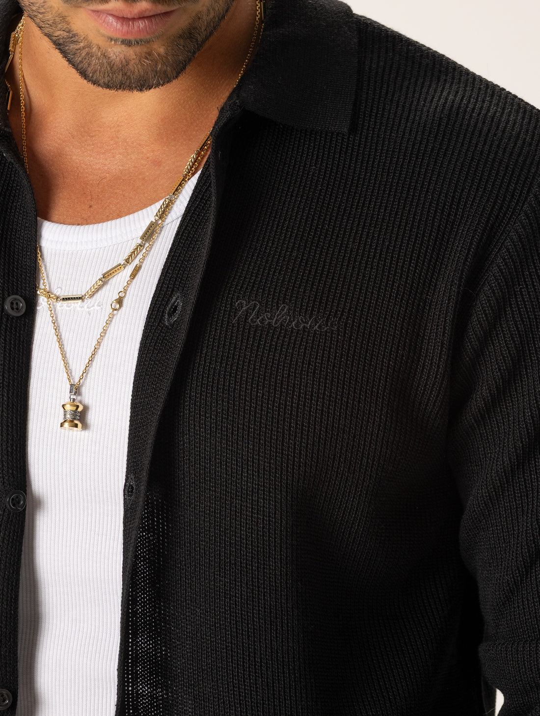 HIDEKI CAMICIA IN MAGLIA NERA