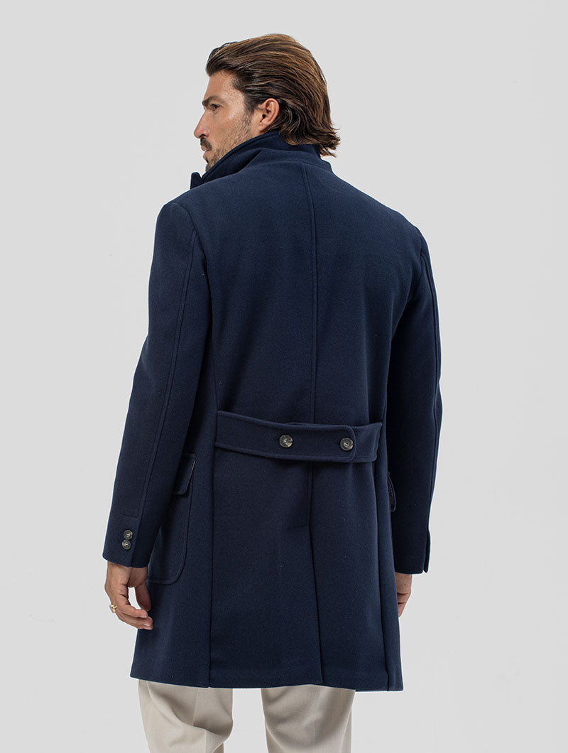 REMY DOUBLE BREASTED COAT IN BLUE NAVY