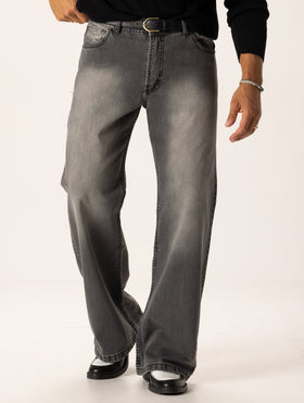 AUSGESTELLTE JEANS IN DUNKELGRAU