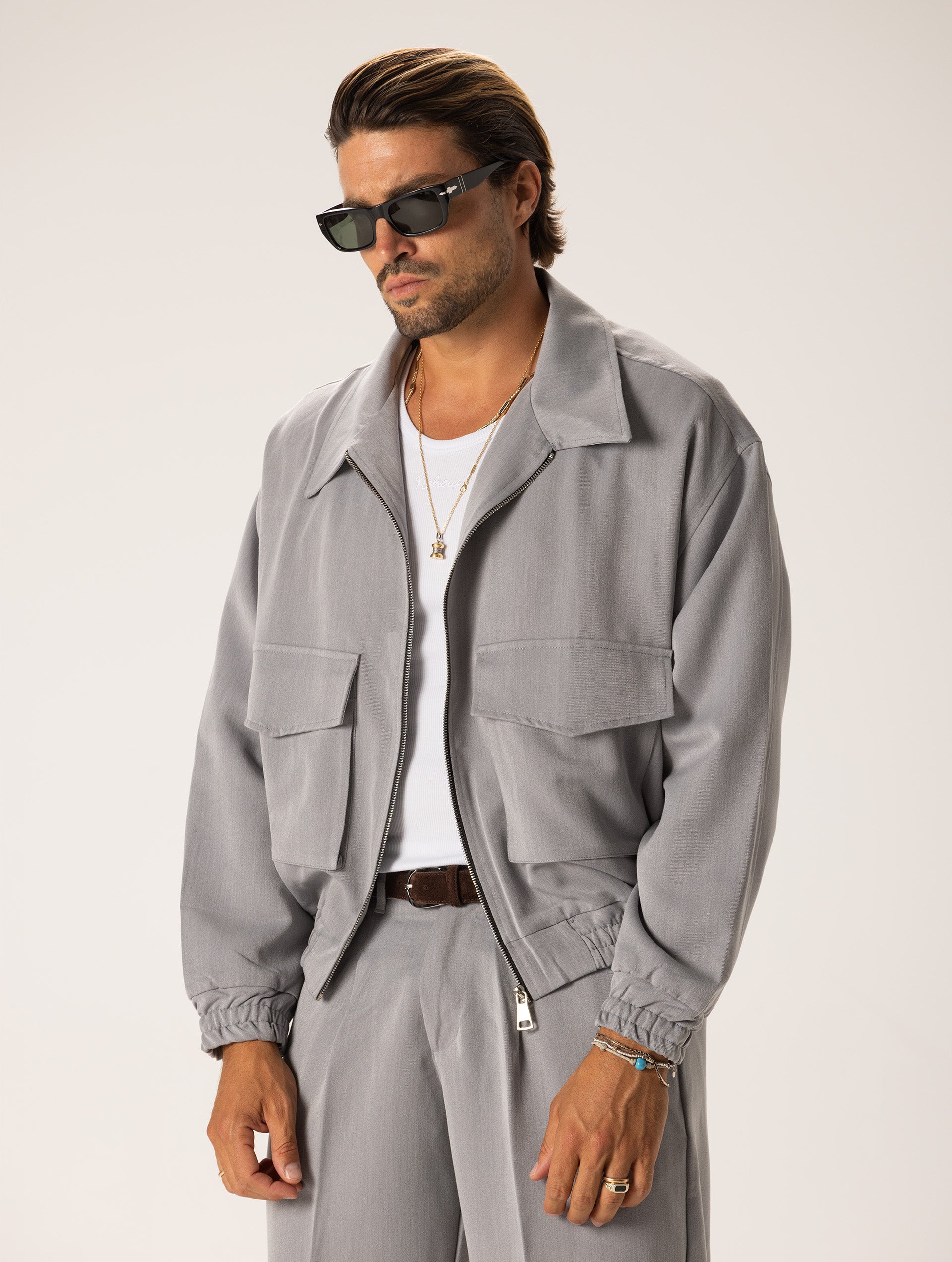 ジャケット・アウター issue things No Collar Coat grey HEAVY FLIGHT SHEARLING JACKET GREY – NO/FAITH STUDIOS