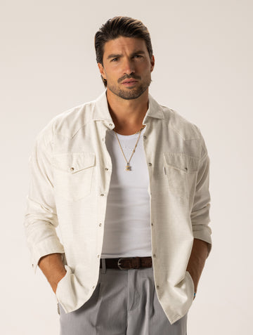JASON ELFENBEINFARBENES  BAUMWOLLE TASCHENHEMD