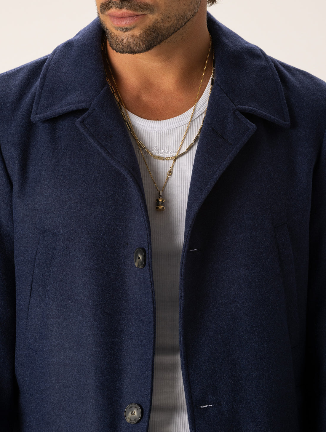 HITOSHI CAPOTTO MONOPETTO BLU