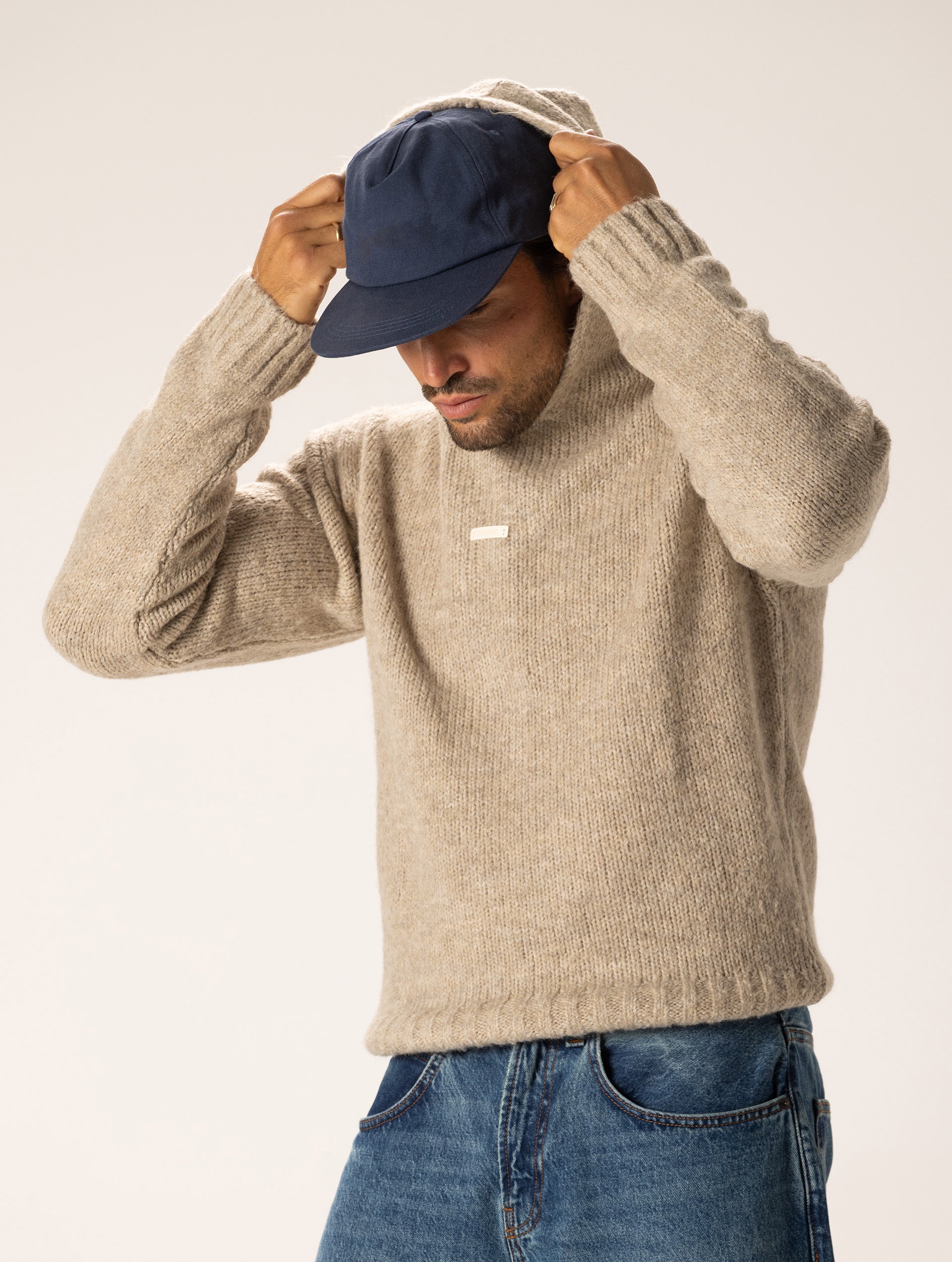 ACE HOODIE SWEATER IN BEIGE