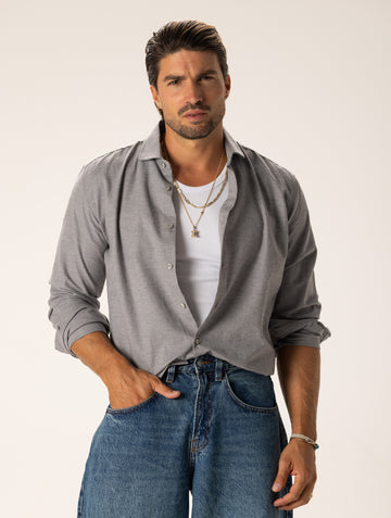 JASON CAMICIA IN COTONE GRIGIO CHIARO