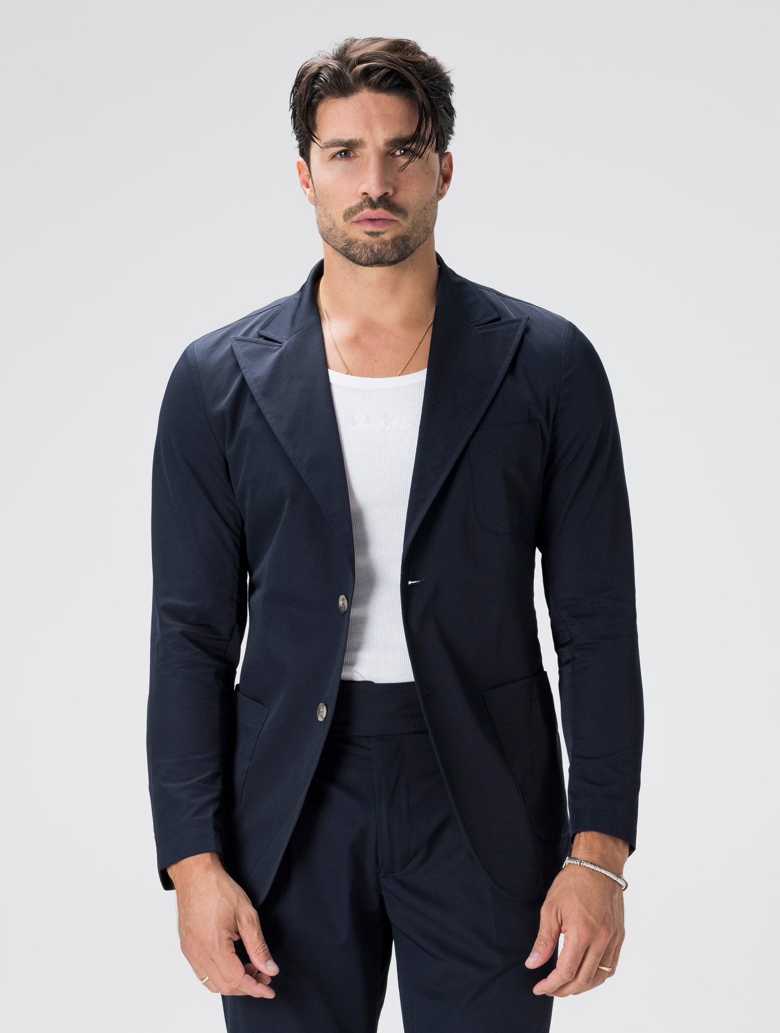 CALEB FORMAL BLAZER AUS BLAU TECHNISCHEM GEWEBE