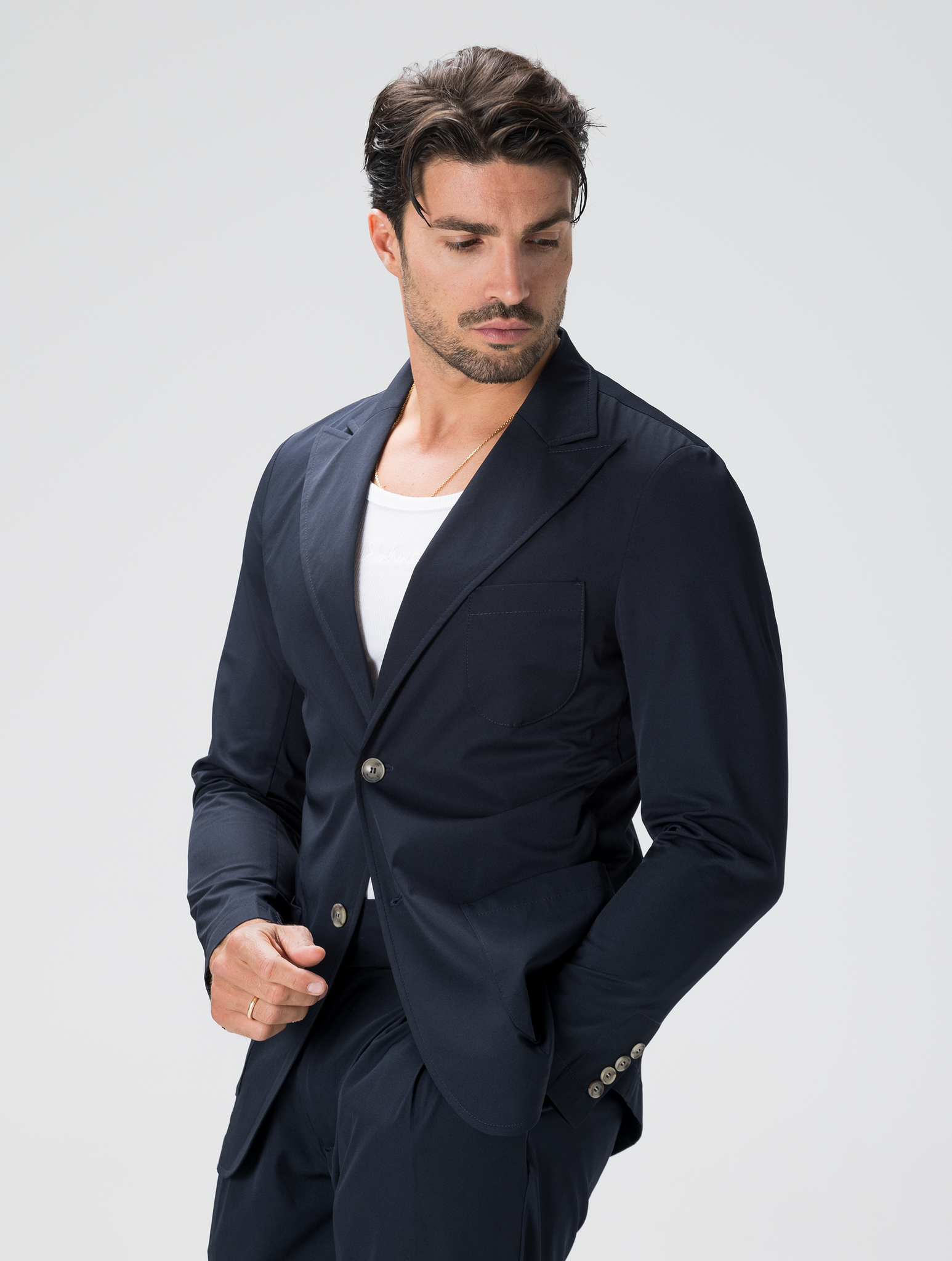 CALEB BLAZER  FORMALE TESSUTO TECNICO BLU