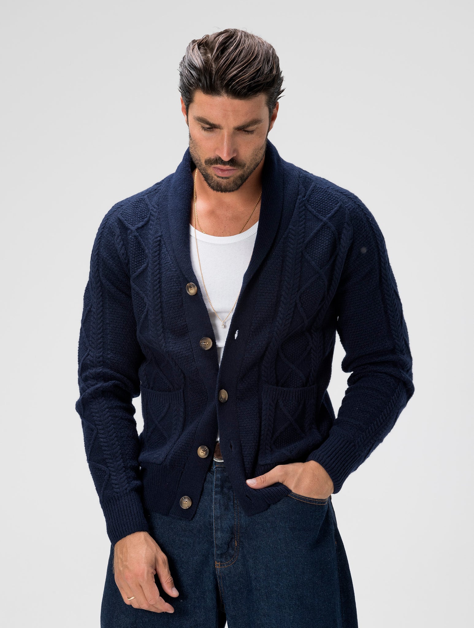 HARVEY CARDIGAN BLEU