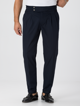 TECHNICAL DOUBLE PINCES PANTS IN BLUE
