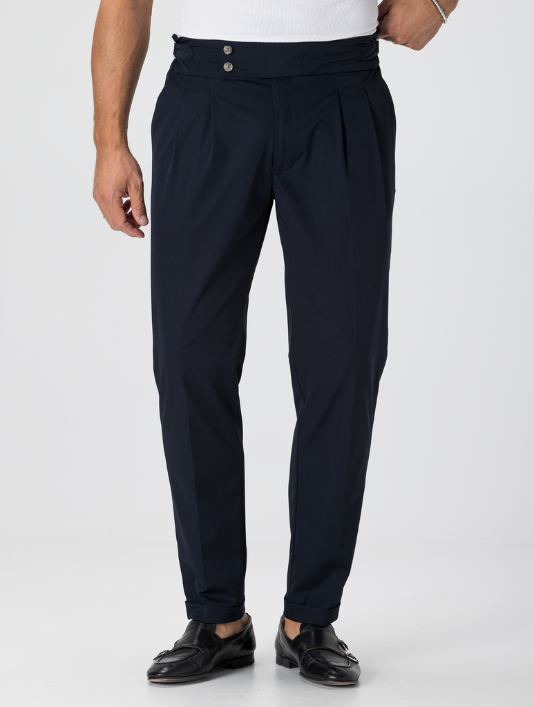 CALEB TECH DOUBLE PINCES PANTS IN BLUE