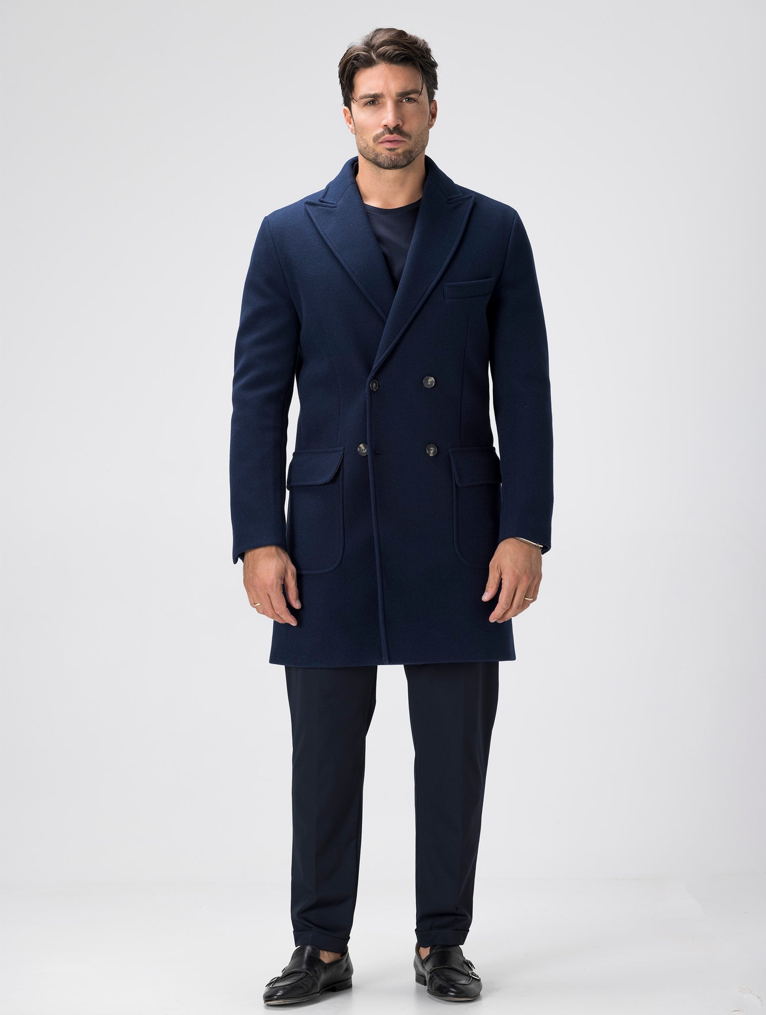 REMY DOUBLE BREASTED COAT IN BLUE NAVY