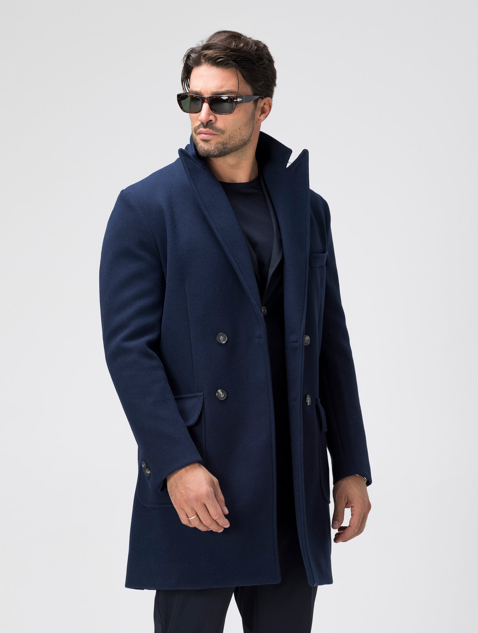 REMY DOUBLE BREASTED COAT IN BLUE NAVY