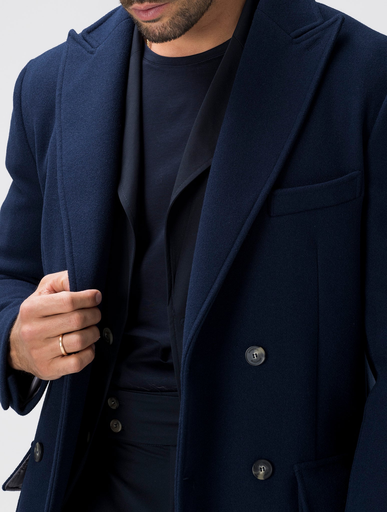 REMY DOUBLE BREASTED COAT IN BLUE NAVY