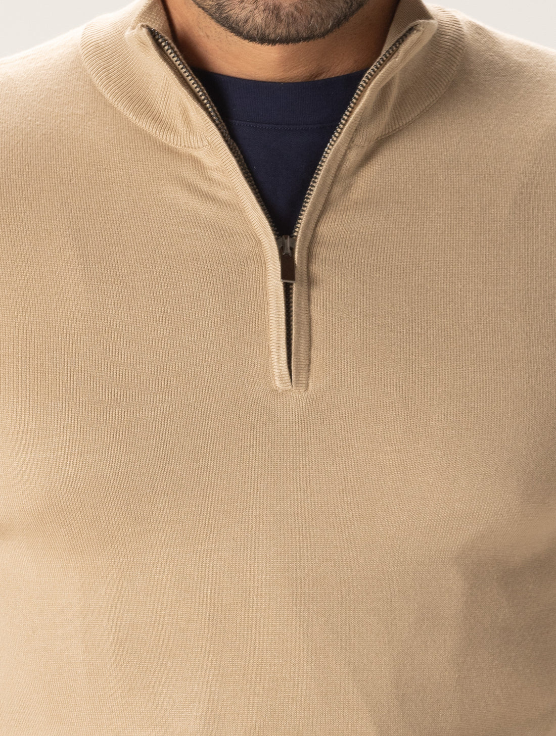 HAL ZIPPED SWEATER IN BEIGE